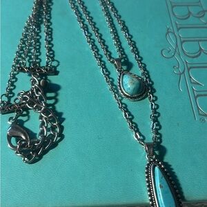 Silver and Turquoise Pendant Necklace